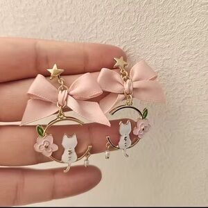 Buy1️⃣get1️⃣🆓‼️4pcs for $20 Bow Cute Kitten Dangle Earrings Sweet Tassel